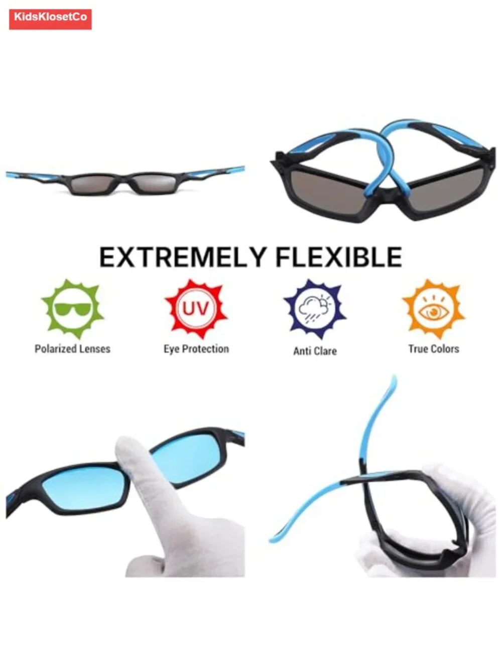 Kids Unbreakable TR90 Baseball Sunglasses with Strap Polarized UV400